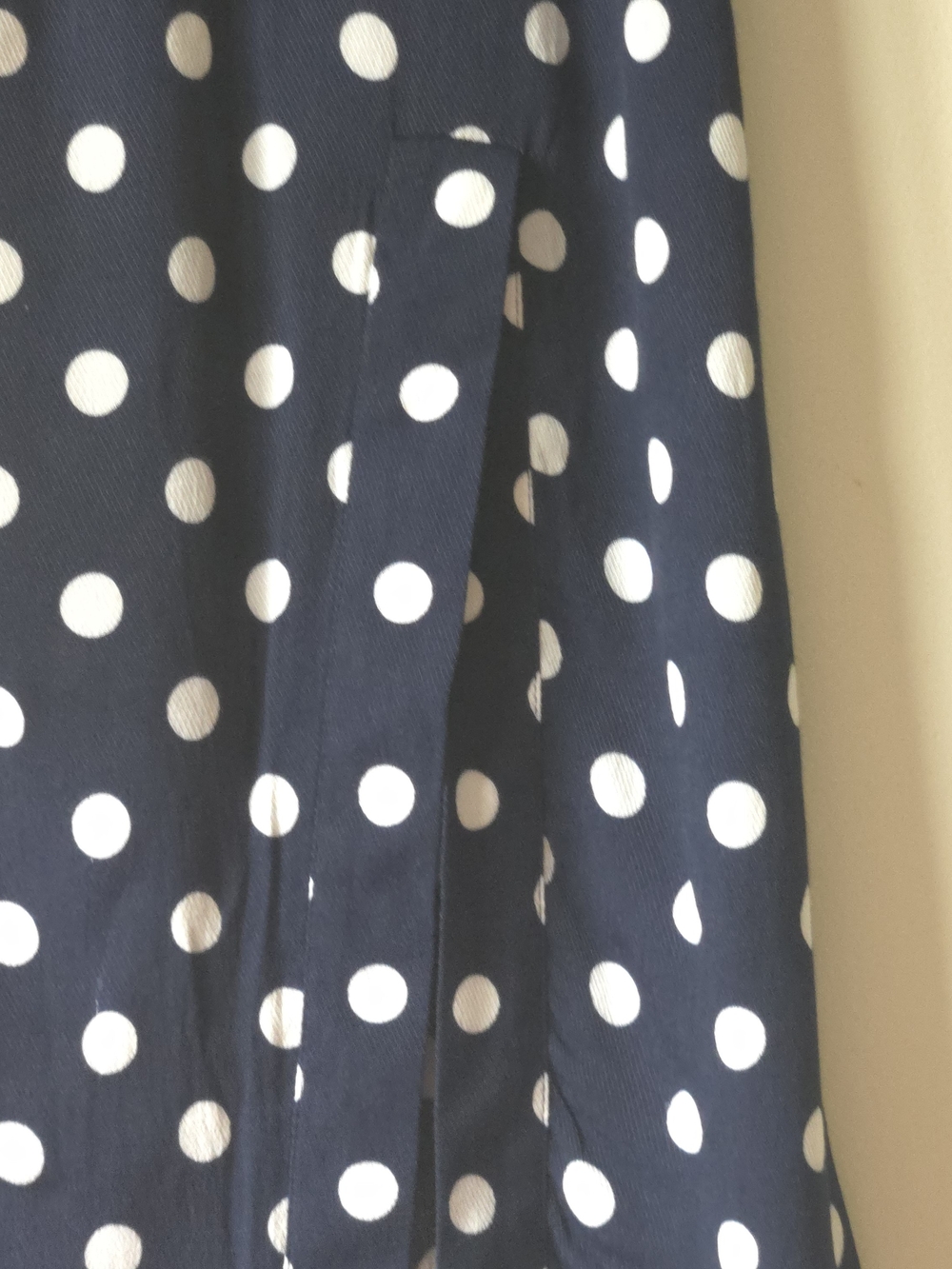 MANGO Casual Navy Polka Dot Asymmetrical Midi Skirt Front Slit Size S Small - Picture 9 of 9